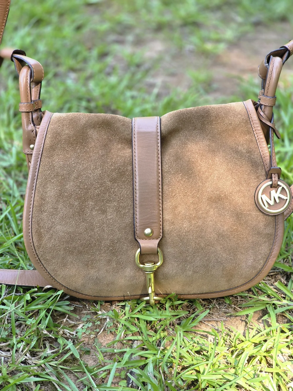 Michael Kors Jamie Suede Saddle Bag Crossbody